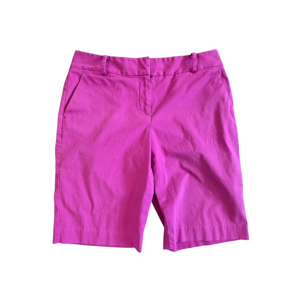 EUC Talbots Womens Magenta Pink Bermuda Shorts Size 4 Cotton Blend‎ City Shorts